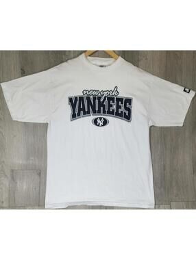 Vintage Starter New York Yankees T Shirt Large White MLB Graphic Tee USA #14